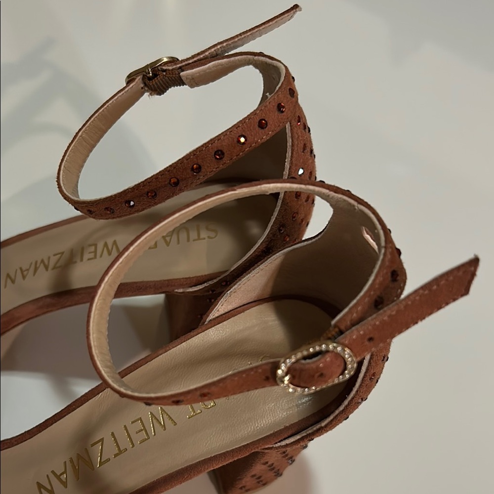 STUART WEITZMAN Studded Suede Sandals Block Heels women’s size 9.5 - Picture 11 of 13